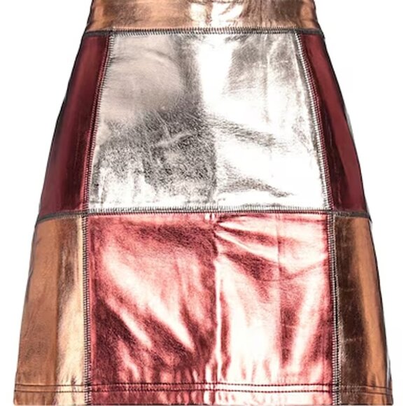 GLAMOROUS faux-patent-leather SKIRT Size 6 PACHTWORKY 50% COTTON BOHO CHIC a GEM - Picture 1 of 13
